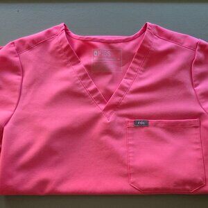 Neon Pink Limited Edition FIGS Catarina One-Pocket Scrub Top